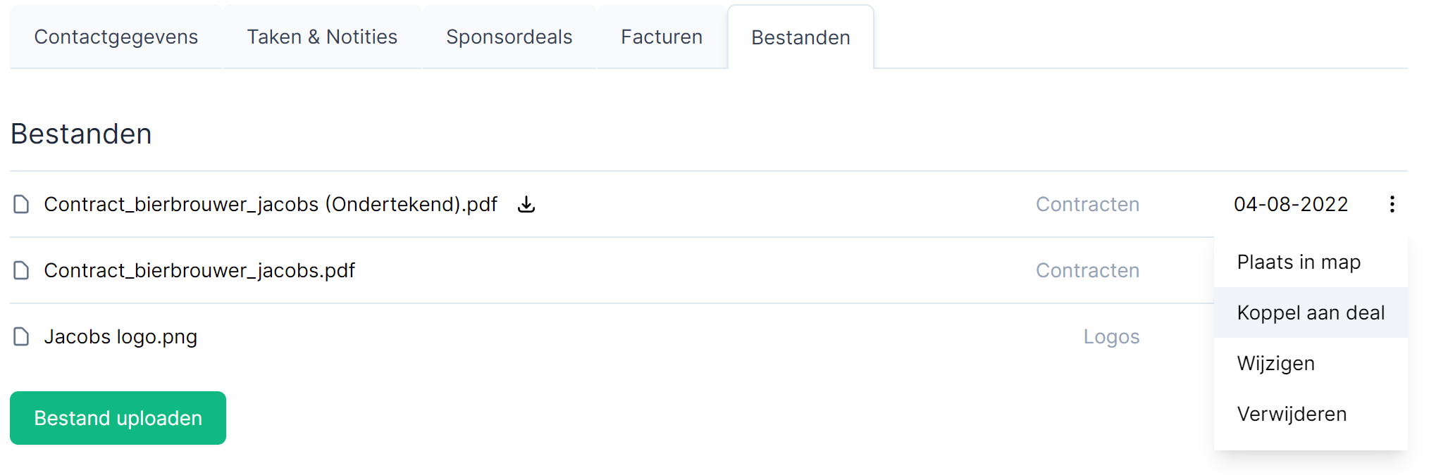 Koppel contract aan deal